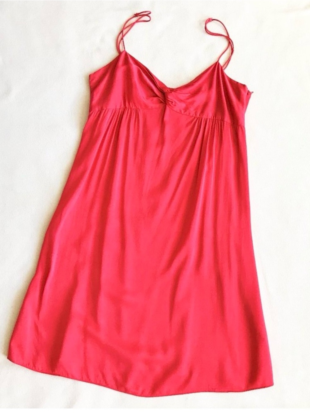Theory Selby Babydoll Empire Slip Dress Poppy Coral Tomato Orange Y2K Preppy 10